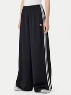 Spodnie sportowe damskie - adidas Spodnie dresowe adicolor Satin IU2520 Czarny Wide Leg - miniaturka - grafika 1