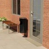 Kosze na śmieci - FENIKS vidaXL Ścienny z popielniczką, stal, 26 L, czarny vidaXL - miniaturka - grafika 1