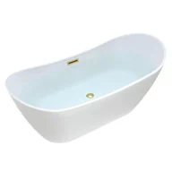 Wanny - Wanna wolnostojąca biała przelew oraz korek złoty szczotkowany 180 cm Rica Hydrosan - miniaturka - grafika 1