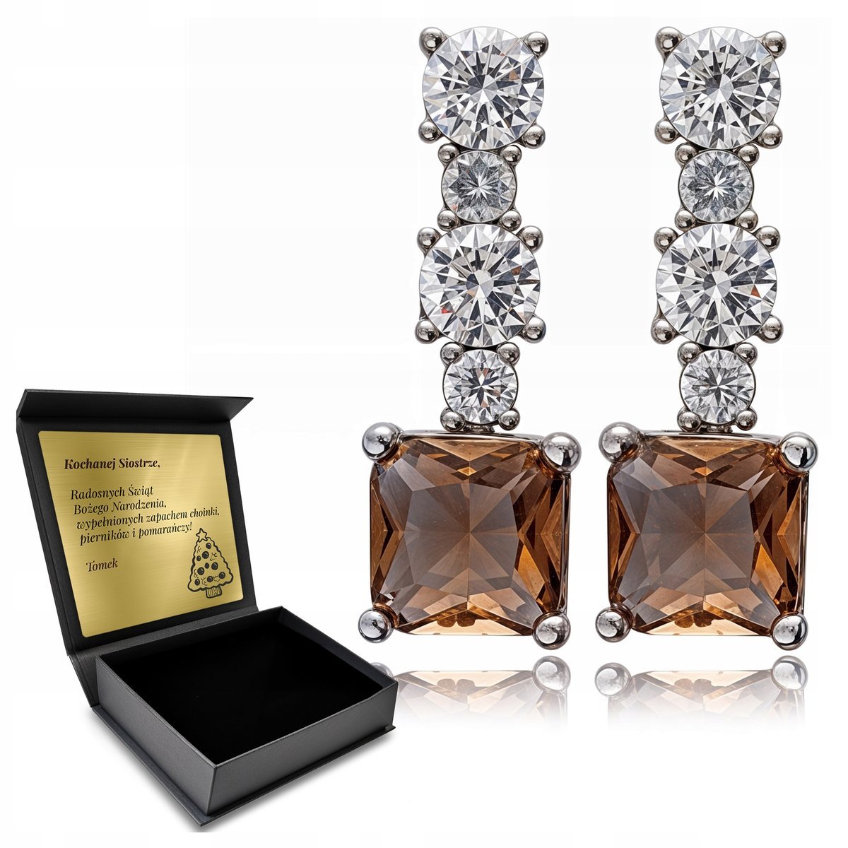 Kolczyki Srebrne 925 Cyrkonie Sułtanit Biżuteria Dla Kobiety + Grawer