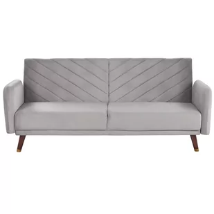 Sofa Rozkładana Welurowa Jasnoszara Senja - Sofy i kanapy - miniaturka - grafika 1