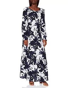 Love Moschino Damska bluza z nadrukiem róż, długie rękawy, prążkowany dekolt i spływająca spódniczka z luźną sukienką, F.bco/Rosa Blu, 40 - Bluzy damskie - miniaturka - grafika 1