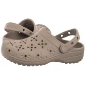 Klapki i japonki damskie - Klapki Classic Floral Cut Out Clog Taupe 210927-214 (CR389-a) Crocs - miniaturka - grafika 1