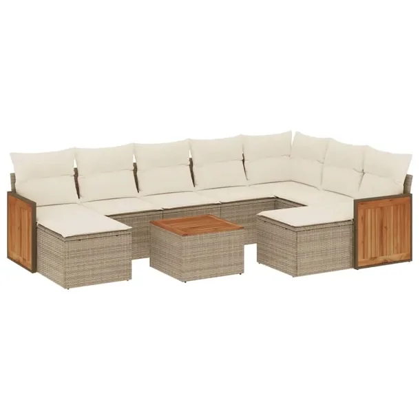 Beżowy zestaw mebli ogrodowych z rattanem PE, 55-62 x 55-62 x 37-69 cm