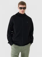 Bluzy sportowe męskie - Męska bluza dresowa rozpinana z kapturem 4F 4FRAW24TSWSM1820 - czarna - miniaturka - grafika 1