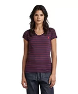 Koszulki i topy damskie - G-STAR RAW Women's Eyben Slim V-Neck Top T-Shirt, wielokolorowy (Carbonne Purple/Acid red Stripe C483-D843), XS, Wielokolorowy (Carbonne Purple/Acid Red Stripe C483-d843), XS - miniaturka - grafika 1
