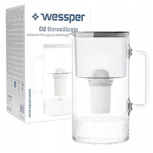 Wessper AquaClassic Crystalline 2,5L Czarny szklany dzbanek filtrujący z 12 wkładami - Dzbanki filtrujące - miniaturka - grafika 2