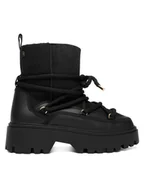 Śniegowce damskie - Tommy Hilfiger Śniegowce Real Shearling Laceup Snowboot FW0FW08996 Czarny - miniaturka - grafika 1