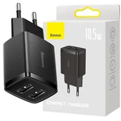 Ładowarki do telefonów - Ładowarka sieciowa BASEUS Compact 10.5W Czarny - miniaturka - grafika 1