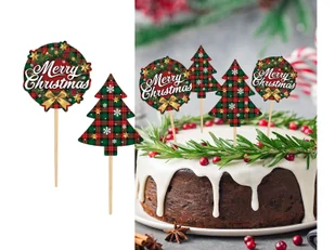 Pikery świąteczne Merry Christmas na Boże Narodzenie - 12 szt. - Ciasta i półprodukty do ciast - miniaturka - grafika 1