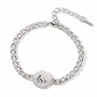 Bransolety męskie - Bransoletka męska z grawerem srebrna pancerka stal chirurgiczna - miniaturka - grafika 1