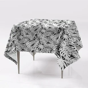 Ozdobny różne obrusy na stół Czarno-białe liście, Fabricsy, 150x150 cm - Obrusy i serwetki - miniaturka - grafika 1