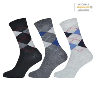 Bawełniane skarpety męskie w romby - 3 pary casualowe i do garnituru 43-46 - Skarpetki męskie - miniaturka - grafika 1