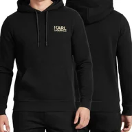 Bluzy męskie - Karl Lagerfeld bluza męska czarna kangurka z kapturem 705092-554917-160 L - miniaturka - grafika 1