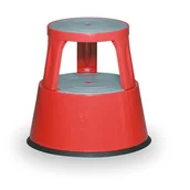 Drabiny - B2B Partner Taboret na kółkach, stalowy, czerwony 6300-4 - miniaturka - grafika 1