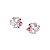 Kolczyki - Kolczyki srebrne 925 Błyszczący Angel Serduszko Cyrkonie dla małej damy PREZENT - miniaturka - grafika 1