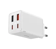 Ładowarki do telefonów - Baseus GaN6 Pro 2xUSB-C + 2xUSB 65W Biały - miniaturka - grafika 1