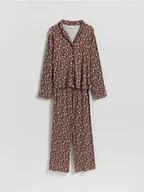 Piżamy damskie - Reserved - Wzorzysta piżama dwuczęściowa - ciemnofioletowy - miniaturka - grafika 1