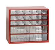 Szafy i regały magazynowe - Metalowe szafki z szufladami, 19 szuflad, czerwony - miniaturka - grafika 1