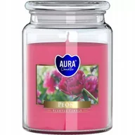 Świece - ﻿BISPOL AURA DUŻA Świeca zapachowa w szkle SND99-157 PIWONIA, 100h 500 g - miniaturka - grafika 1