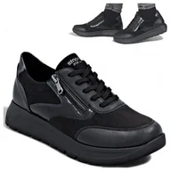 Półbuty damskie - Półbuty Damskie Remonte Wygodne Sneakersy Wsuwane Eleganckie Czarne 38 - miniaturka - grafika 1