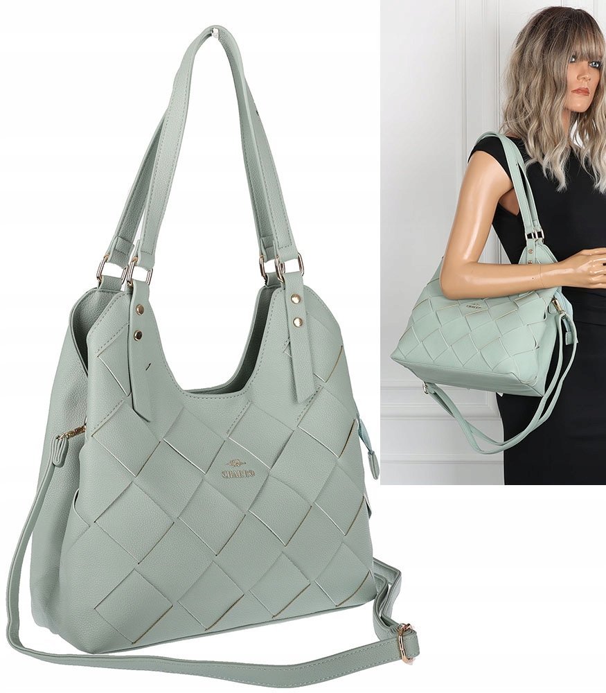 Torebka Damska shopper worek włoska marka CHARRO pojemna CH3357 zielona
