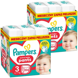Zestaw Pampers Pants, pieluchomajtki, rozmiar 3, 6-11 kg, 2 x 204 sztuki - Pieluchy - miniaturka - grafika 1
