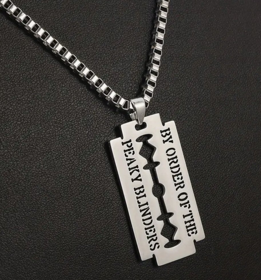 Naszyjnik wisiorek peaky blinders żyletka srebrny prezent