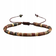 Bransoletki - Bransoletka Koraliki Kamień Naturalny Jaspis Picasso 2 x 4 mm Regulowany - miniaturka - grafika 1