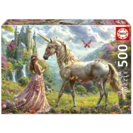 Puzzle - Puzzle 500 Wróżka, jednorożec i motyl Educa - miniaturka - grafika 1