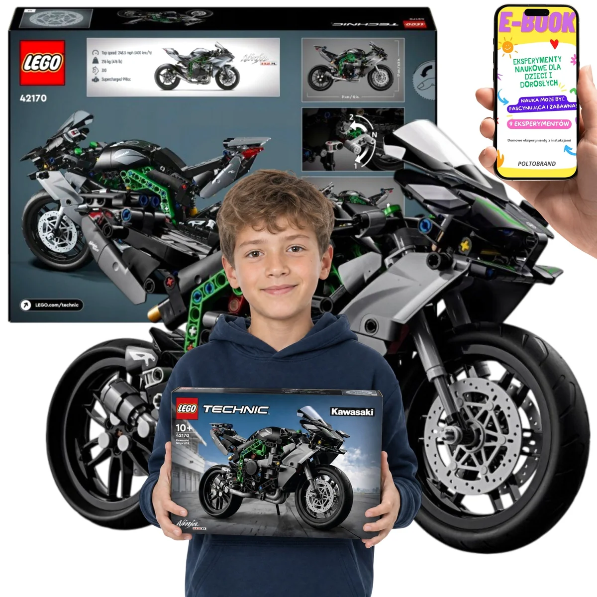LEGO TECHNIC Motocykl Kawasaki Ninja H2R dla dziecka 10 11 12 lat 42170 643 el.