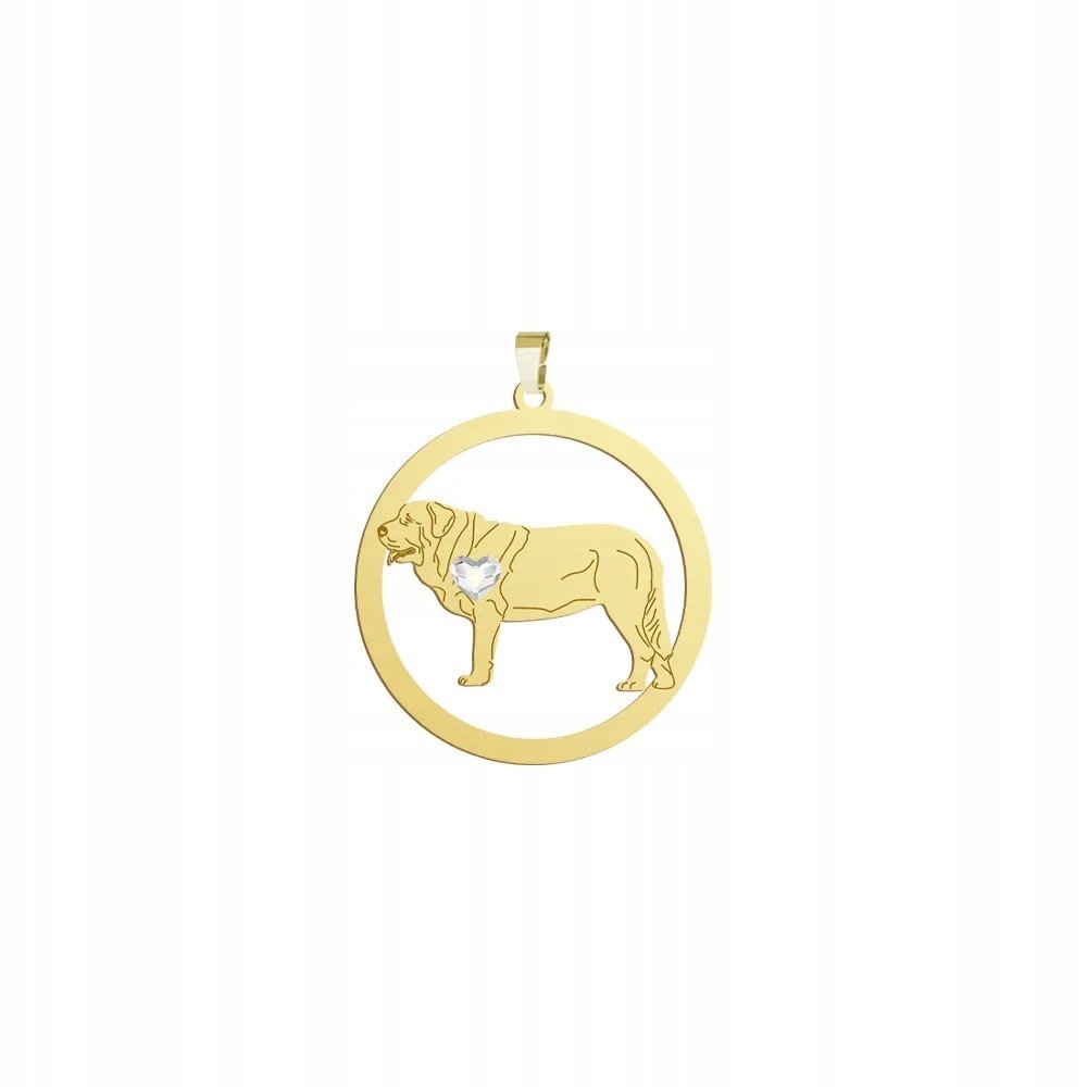 Zawieszka Złota z psem rasy Spanish Mastiff 925 Kobieta Urodziny GRAWER