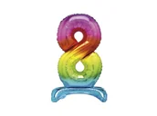 Balony i akcesoria - Balon foliowy stojący cyfra 8 tęczowy - 76 cm - 1szt. - miniaturka - grafika 1