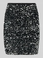 Spódnice - Spódnica mini o lekko rozkloszowanym kroju z cekinowym obszyciem model ‘BELLA’ - miniaturka - grafika 1
