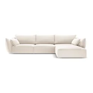 Narożniki - Beżowy aksamitny narożnik (prawostronny/z szezlongiem) Vanda – Mazzini Sofas - miniaturka - grafika 1