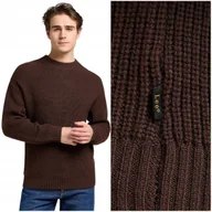 Swetry męskie - Lee CHUNKY CREW NECK Arabica gruby luźny brązowy wełniany sweter męski M - miniaturka - grafika 1