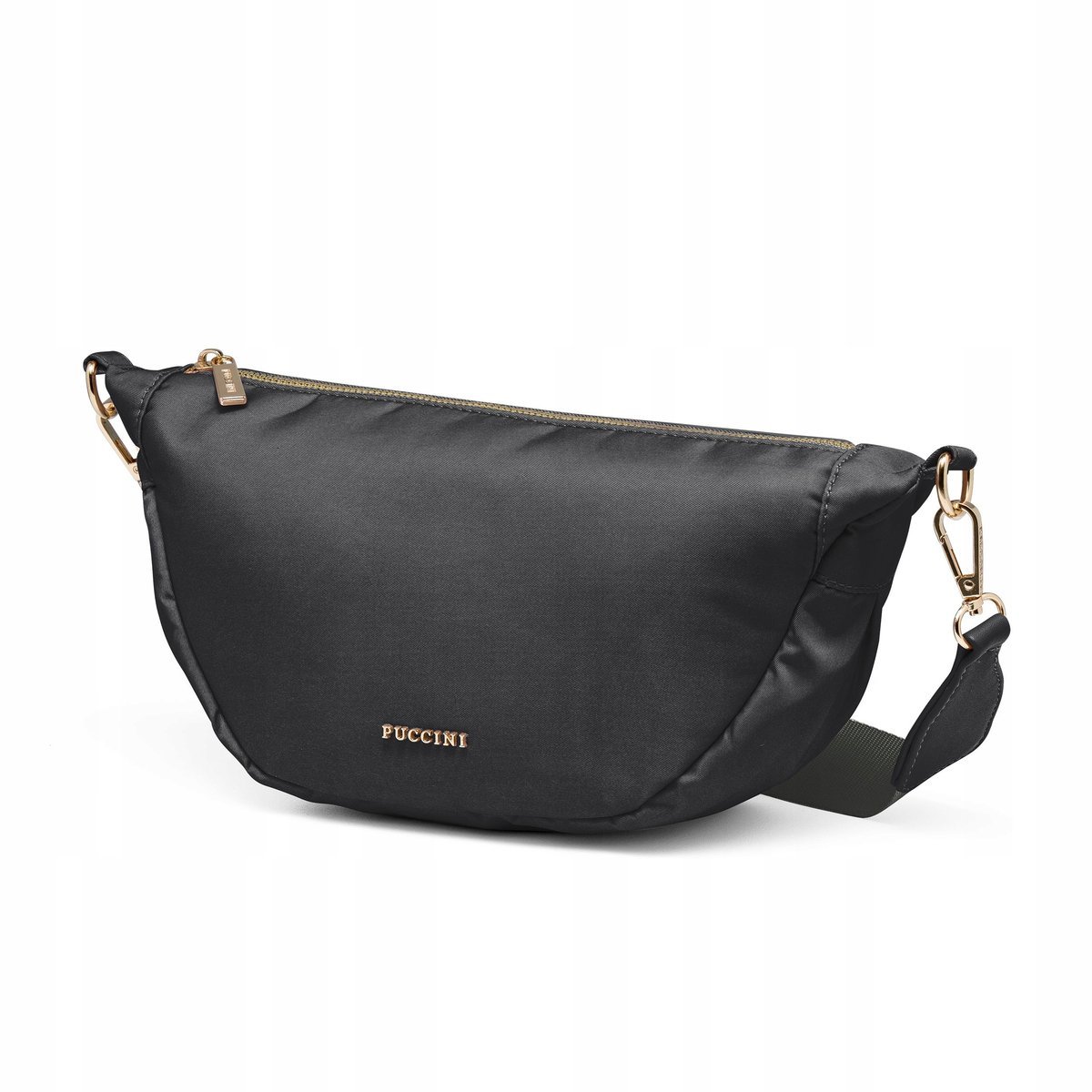 Torebka Damska Miejska Półksiężyc Miękka Na Pasku Czarna PUCCINI TM247-1