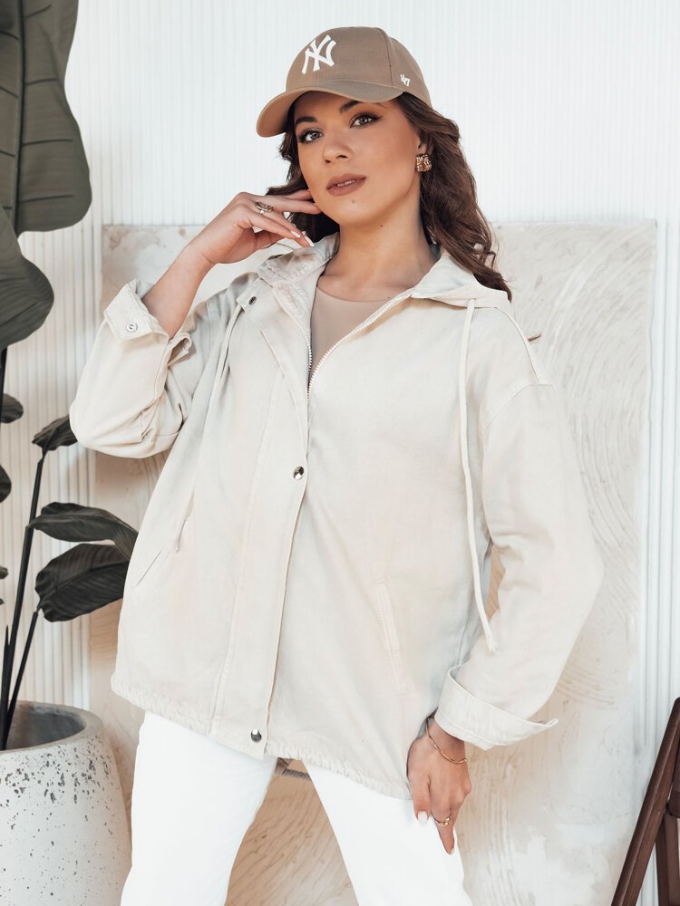 Kurtka damska jeansowa LASANAS jasnobeżowa Dstreet TY4314-M