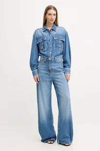 Guess kombinezon jeansowy KINSLEY kolor niebieski z kołnierzykiemm W5YD58 D5B94 - Kombinezony - miniaturka - grafika 1