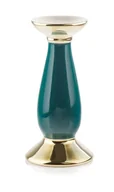 Świeczniki - Świecznik Glamour Złoty Turkus Ceramiczny Okrągły - miniaturka - grafika 1