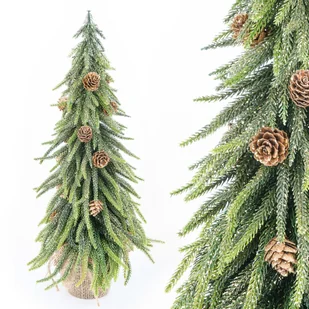 CHOINKA SZTUCZNA mała zielona NATURALNE SZYSZKI brokat PE ZŁOTA 40 cm - Choinki - miniaturka - grafika 1