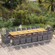 Meble ogrodowe - 19-cz. zestaw mebli ogrodowych z poduszkami, polirattan, szary - miniaturka - grafika 1