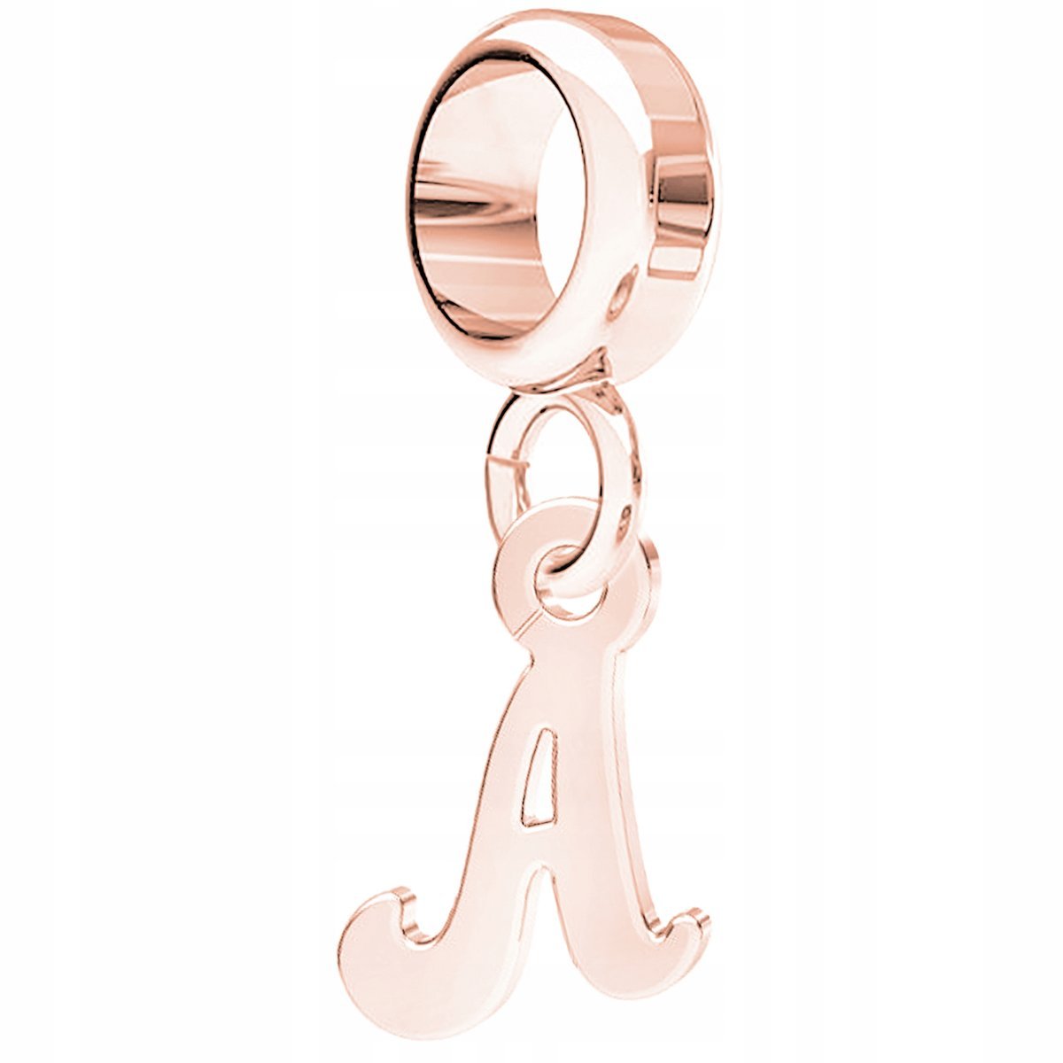 Charms Literka A różowe złoto 925