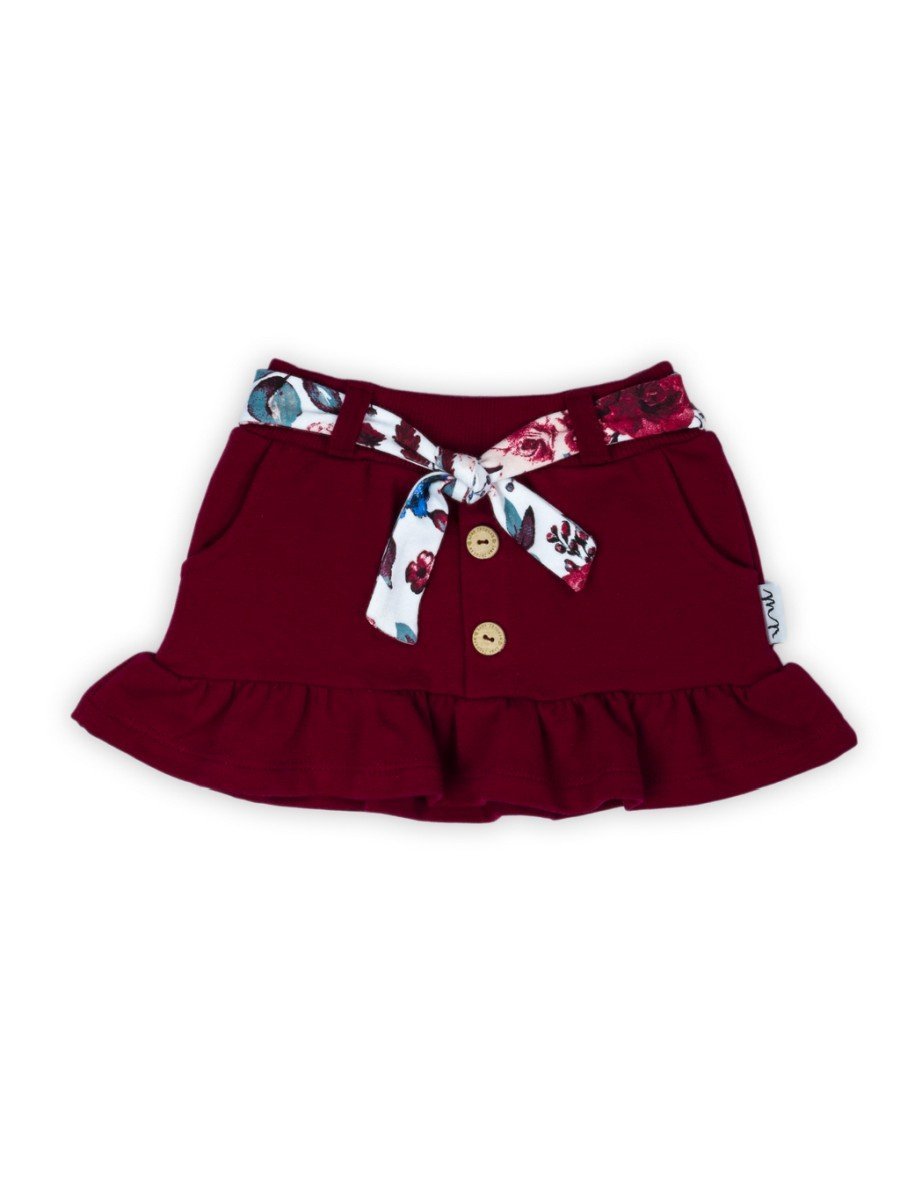 Dziewczęca spódnica z falbanką bordowa Nicol,r.104