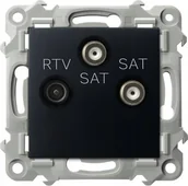 Gniazdka elektryczne - Ospel Gniazdo RTV-SAT Ospel Szafir GPA-Z2S/m/33 z dwoma wyjściami SAT czarny metalik - miniaturka - grafika 1