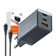 Ładowarki do telefonów - Ładowarka sieciowa GaN Mcdodo CH-1544, 2x USB-C, 1x USB, 67W + kabel USB-C do USB-C (czarna) - miniaturka - grafika 1