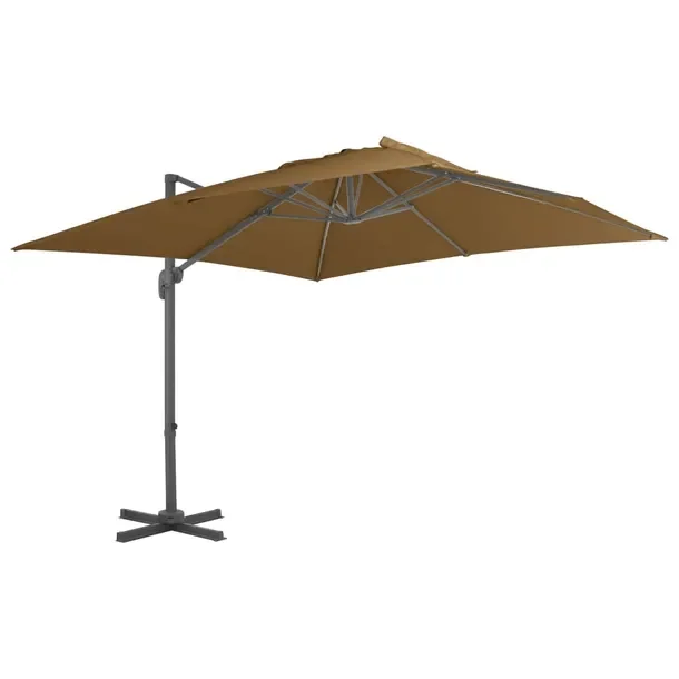 Parasol Wiszący UV z Mechanizmem Korbkowym, 300x300x258 cm, Taupe