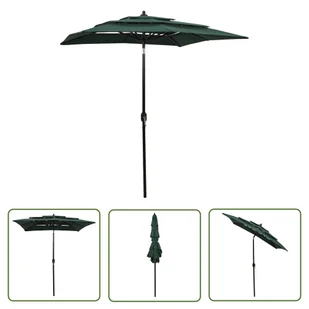 The Living Store 3-poziomowy parasol na aluminiowym słupku - zielony - 2x2 m - Parasol Ogrodowy - Parasole ogrodowe - miniaturka - grafika 1
