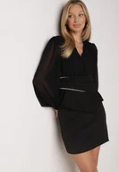 Spódnice - Czarna Gładka Spódnica VICES o Ołówkowym Kroju Abilura - miniaturka - grafika 1