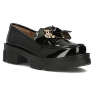 Moda i Uroda OUTLET - Skórzane półbuty damskie Filippo DP6101/23 BKL czarny - miniaturka - grafika 1